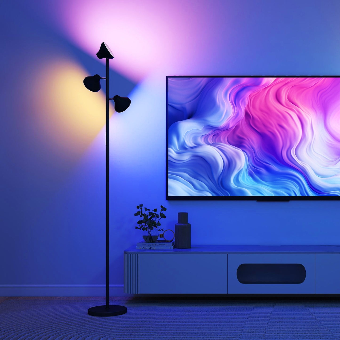 Three-Lamp Multi-Adjustable Floor Light - Black