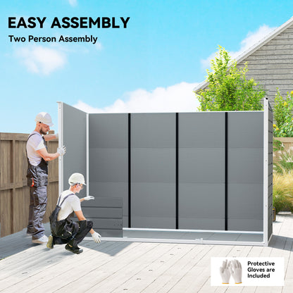 Large PP & Aluminium Garden Storage Shed | Built-In Floor | Double Doors | Lock & Keys | 2 Windows | 2 Vents | UV-Resistant | 40kg/m² Snow Load | 303x123x197cm | 3.2m² | Mowers Bikes & Tools | Grey