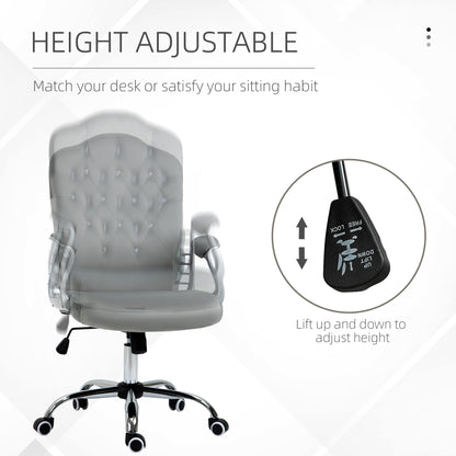 Glamour Velvet-Feel Office Chair | Diamante Back | Thick Padding | Adjustable Tilt | Armrests | 5 Wheels | Height Adjustable 47-57cm | 120kg | Grey
