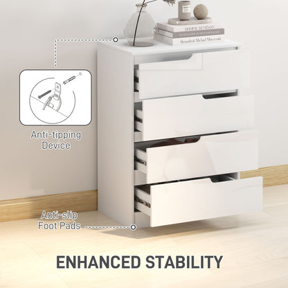 4 Drawer Chest of Drawers, Modern Dresser for Bedroom, Living Room, 60 x 40 x 85cm, White