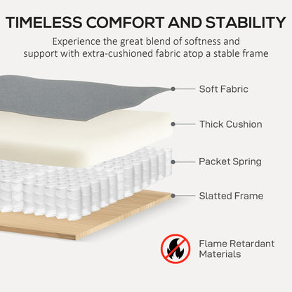 3 Seater Sofa, Modern Fabric Sofa Couch with Spring Cushion, Rubber Wood Legs, 191cm Upholstered Settee for Living Room, Bedroom, Home Office