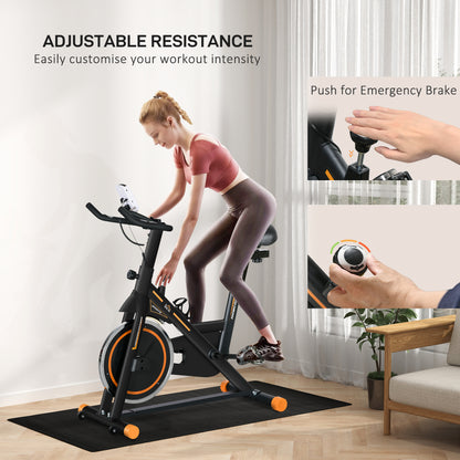 Exercise Bike, Indoor Cycling For Home Use, Stationary W/ LCD Display Heart Rate Sensor, Static Fitness Bike, Gym, Office, Cardio Workout, Orange