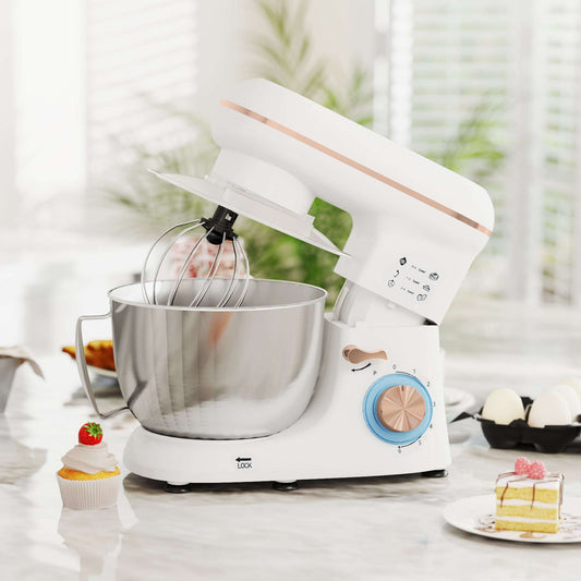 1300W Kitchen Stand Mixer, with Accessories - White / Black