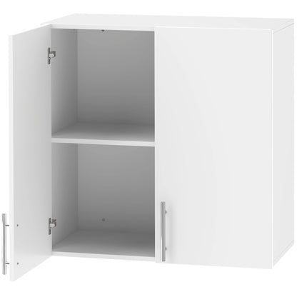 Wall-Mounted Cabinet | White MDF | 60x31x60cm | 2 Doors | Adjustable Shelf 6.4cm Steps | Soft-Close Hinges | 20kg | Bathroom Kitchen Living Room