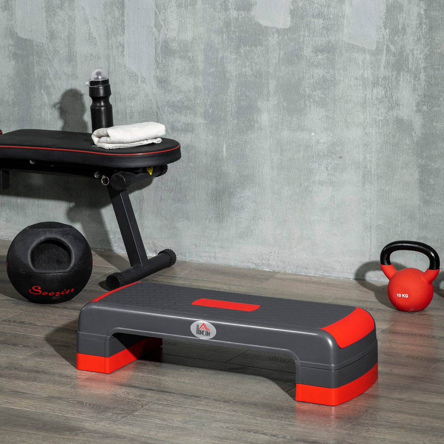 Aerobic Step, 10cm, 15cm & 20cm Height Adjustable Exercise Stepper for Exercise Workout, Nonslip Step Board Great - Grey and Red