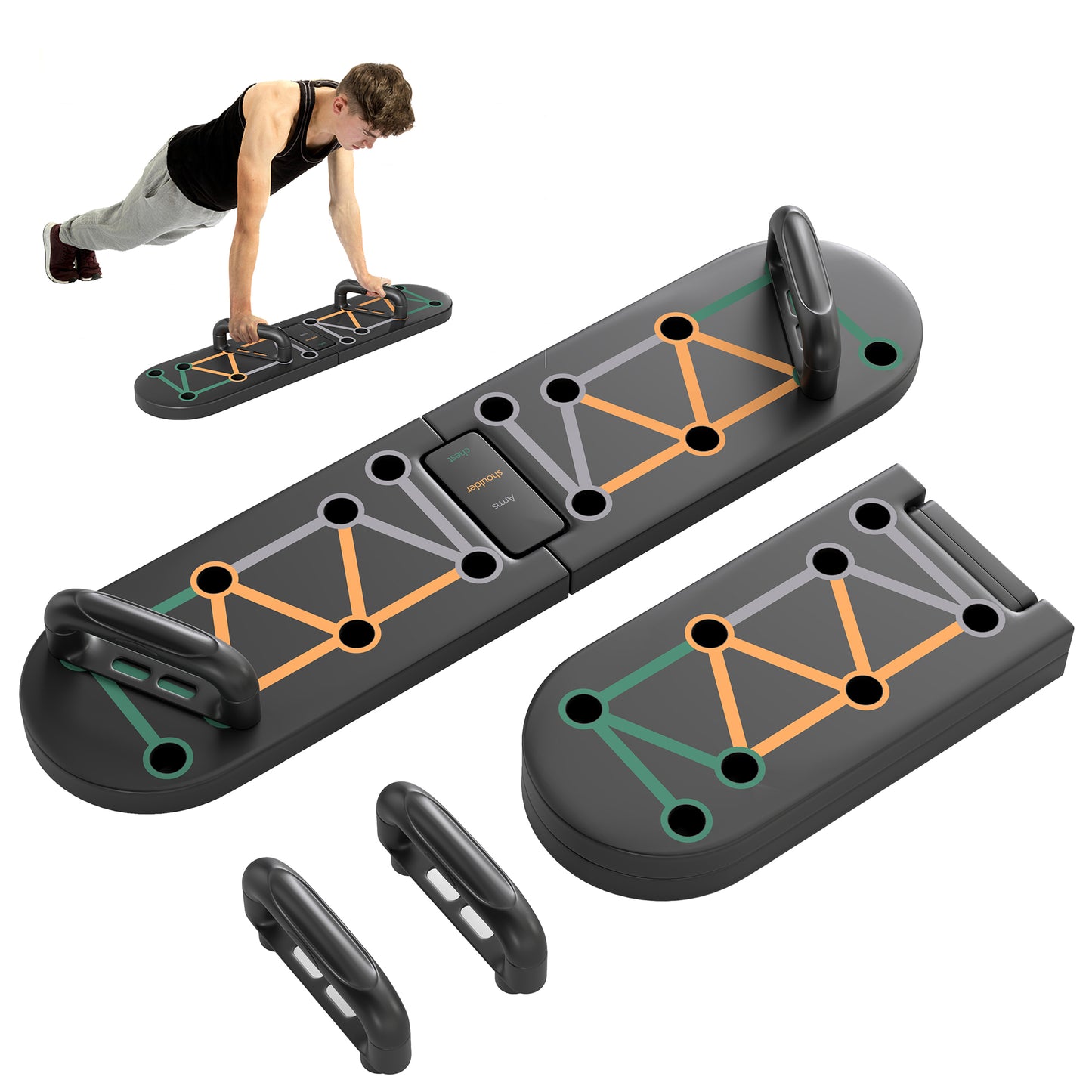 Foldable Push Up Board, 11-in-1 Press Up Board, Portable Pushup Stand with Non-slip Pads, Multi-function Home Gym Equipment for Arm, Shoulder