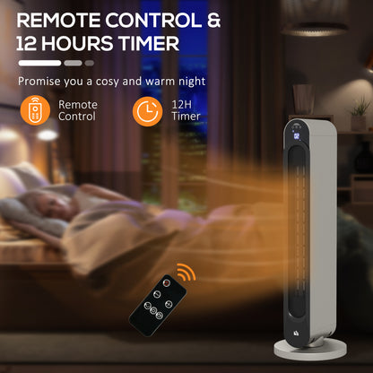 Electric Heater, 2200W Energy Efficient Ceramic Heater with Remote, 3 Modes, Timer, 45° Oscillation, Space Heater for Home, Silver