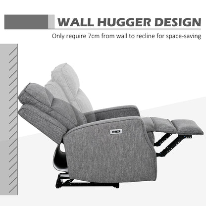 Electric Recliner Armchair, Recliner Chair with Adjustable Leg Rest, USB Port, Charcoal Grey