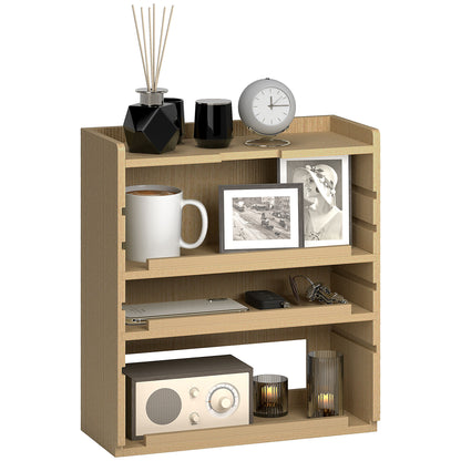 Four-Tier Desktop Organiser Storage Rack - Oak Tone