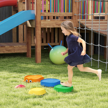 AIYAPLAY 5 Piece Sensory Stepping Stones for Toddlers, Frog-Shaped Kids Stepping Stones Set with Anti-Slip Edging for Ages 2-8