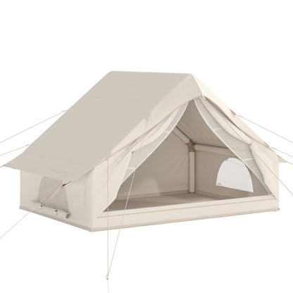 Inflatable Camping Tent | 2-4 Person | 5-Min Setup | Waterproof Oxford | Level 4 Wind | 300x210x190cm | Beige