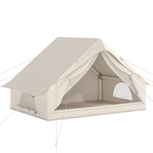 Inflatable Camping Tent | 2-4 Person | 5-Min Setup | Waterproof Oxford | Level 4 Wind | 300x210x190cm | Beige