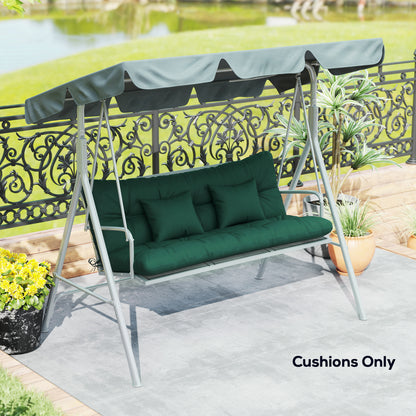 Outdoor Seat & Back Cushion Set | 3-Seater | 2 Pillows | Water Repellent | Tufted | Flame Retardant | 150x50x10cm | Green