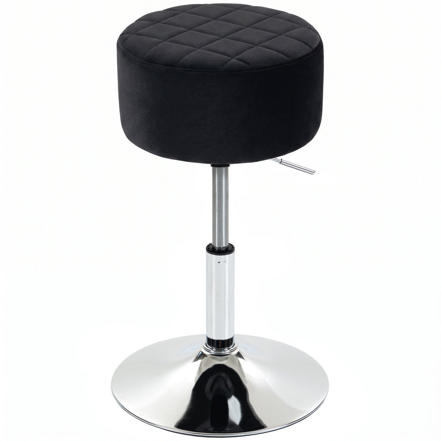 Adjustable Swivel Bar Stool | Velvet-Feel Seat | 17cm Cushion | Gas Lift 51–66cm | 360° Swivel | 120kg | Black / Grey