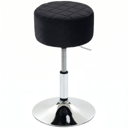 Adjustable Swivel Bar Stool | Velvet-Feel Seat | 17cm Cushion | Gas Lift 51–66cm | 360° Swivel | 120kg | Black / Grey