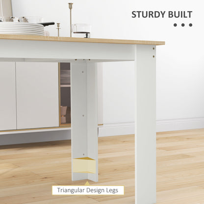 Wood Effect Dining Table | 4-6 Seater | 120x69x75cm | Melamine Surface | Water Resistant | Triangular Legs | Oak & White