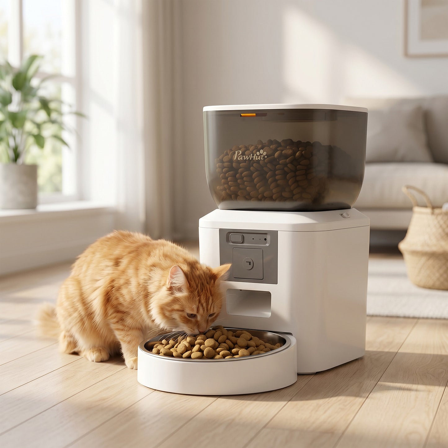 Automatic Pet Feeder with Camera | 2.4G WiFi App Control | 2-Way Audio | Night Vision | Anti-Clog | 4L / 16 Cup Tank | Dual Power | Cats & Dogs up to 15kg | White