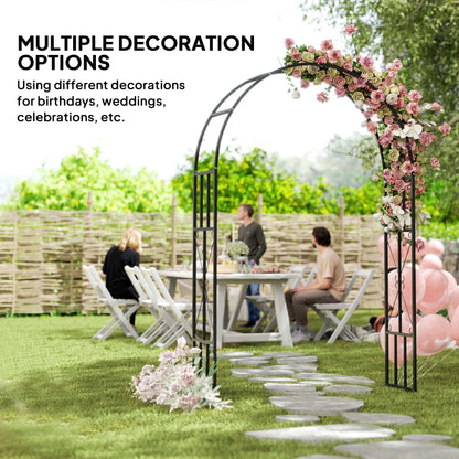 Steel Garden Arch, 2.2m High x 1.5m Wide Metal Garden Trellis for Climbing Plants Roses Wisteria Vines, Outdoor Wedding Arch for Bridal Party