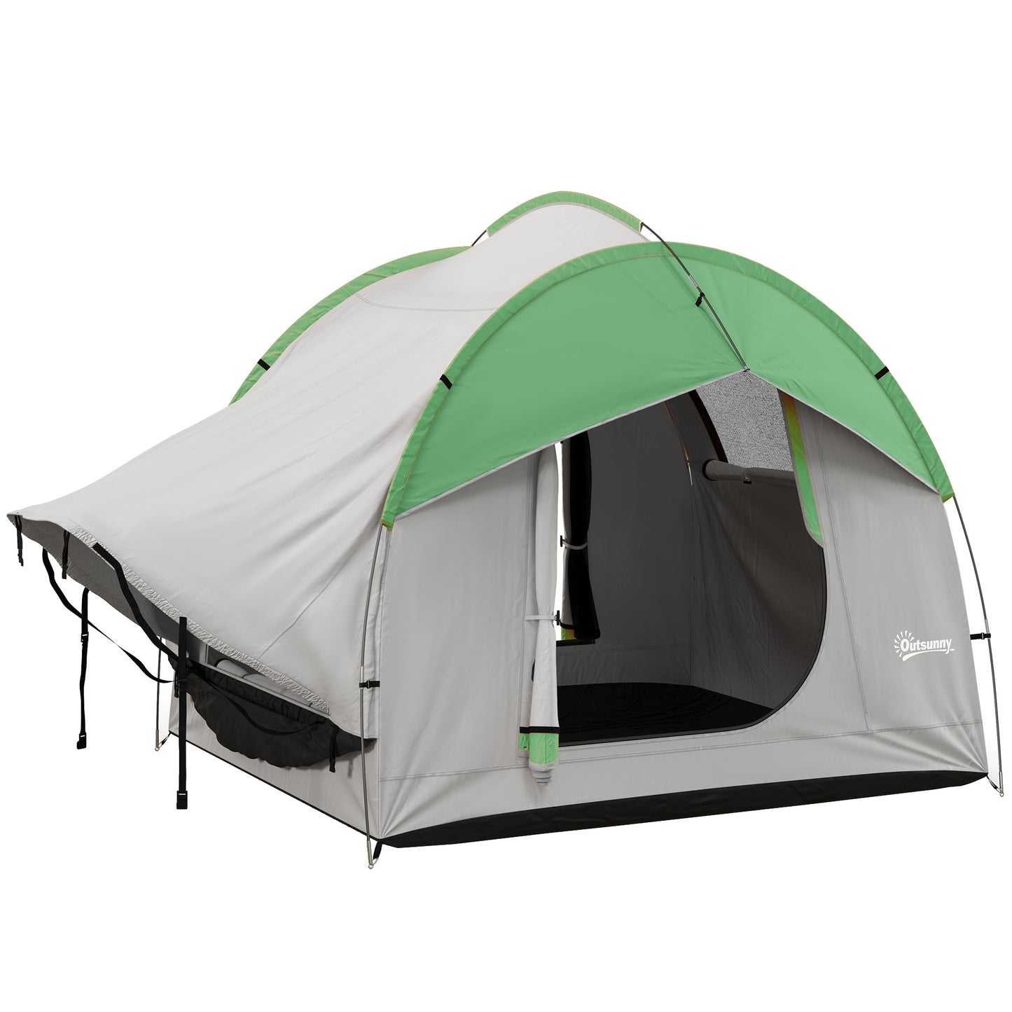 SUV Car Tailgate Tent | 5 Man | 2000mm Waterproof Polyester | Mesh Window | 3 Doors | Standalone or Vehicle-Attached | Ground Stakes & Guy Ropes | 239x210x210cm | Grey & Green | Grey & Blue | Grey & Orange