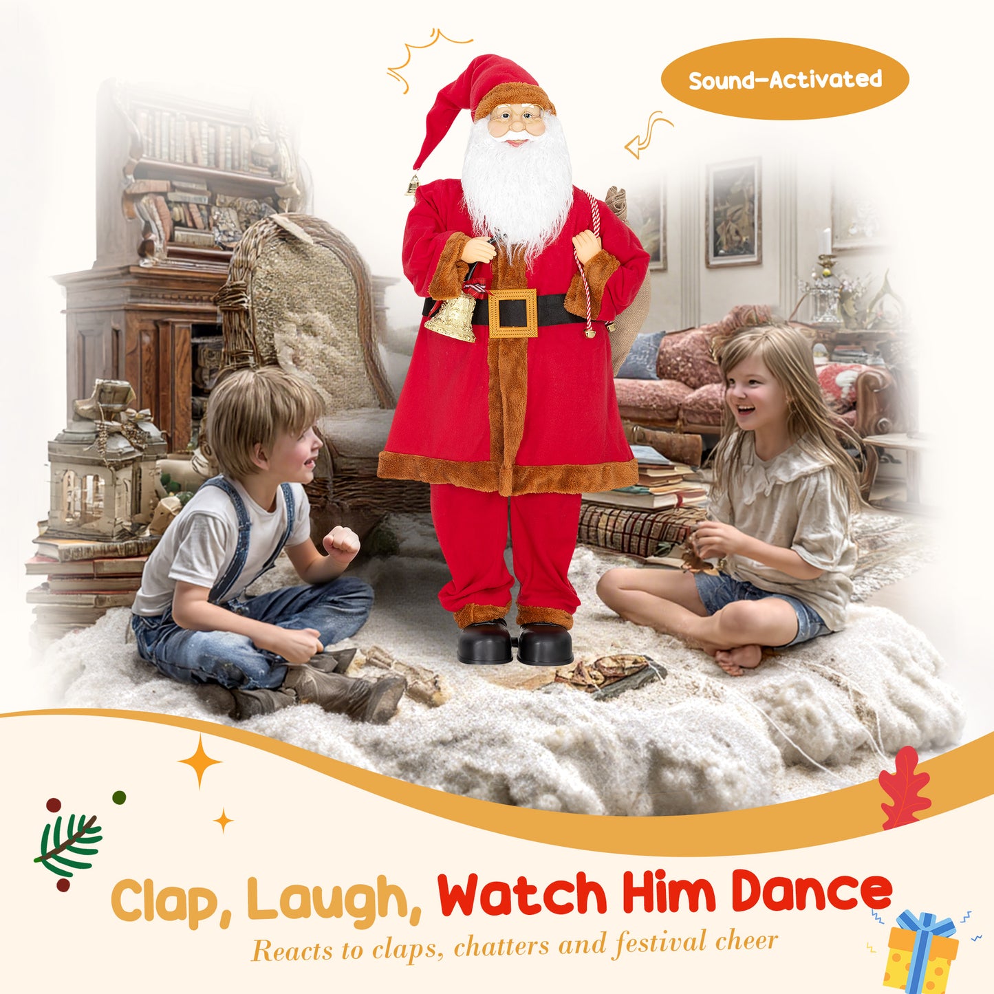 Singing and Dancing Santa Claus with Bell and Sack