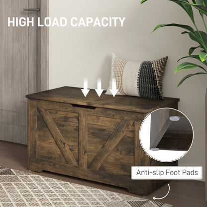 100L Home Storage Box, with Safety Hinges - Rustic Brown