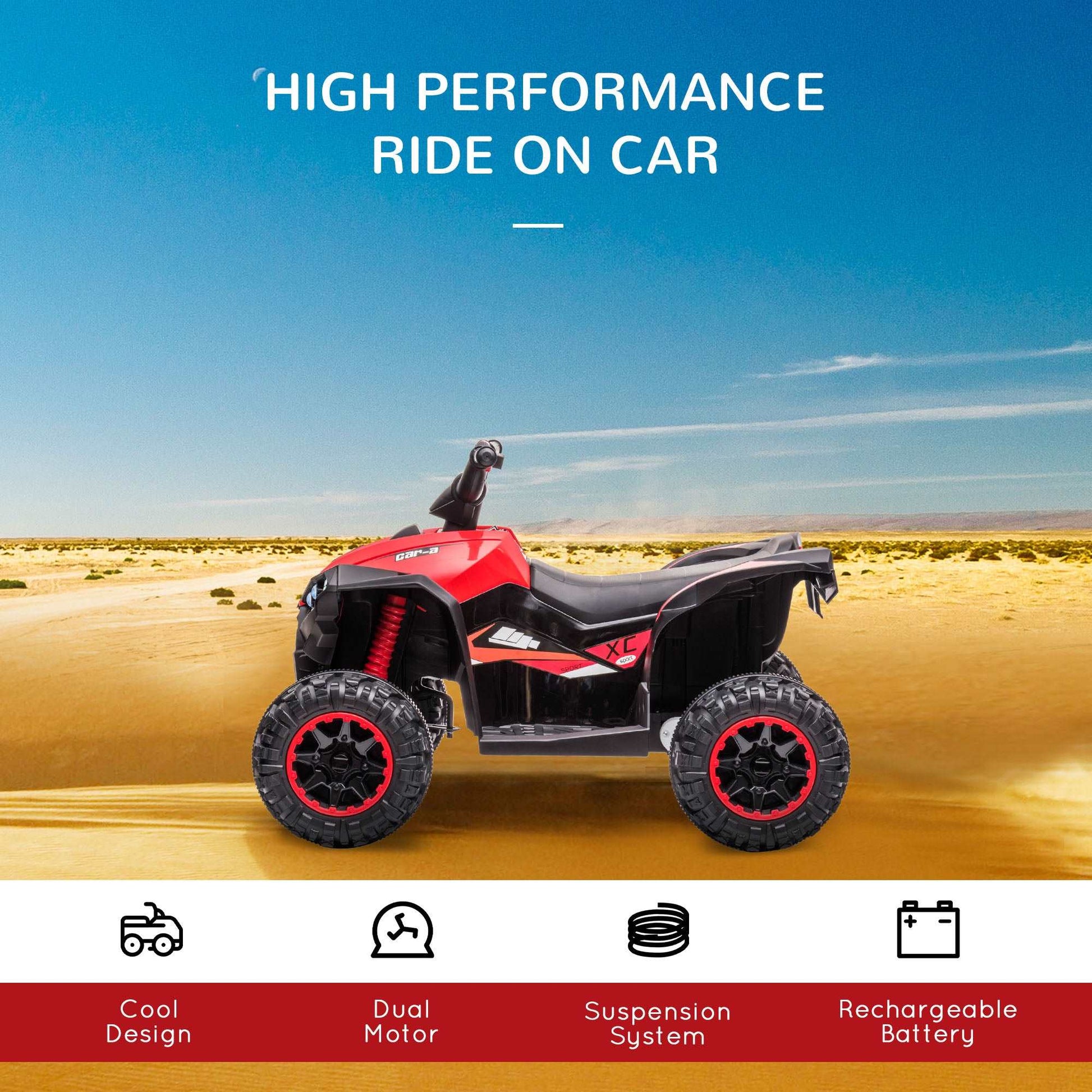 12V Electric Quad Bikes For Kids Ride On Car ATV Toy For 3-5 Years Red