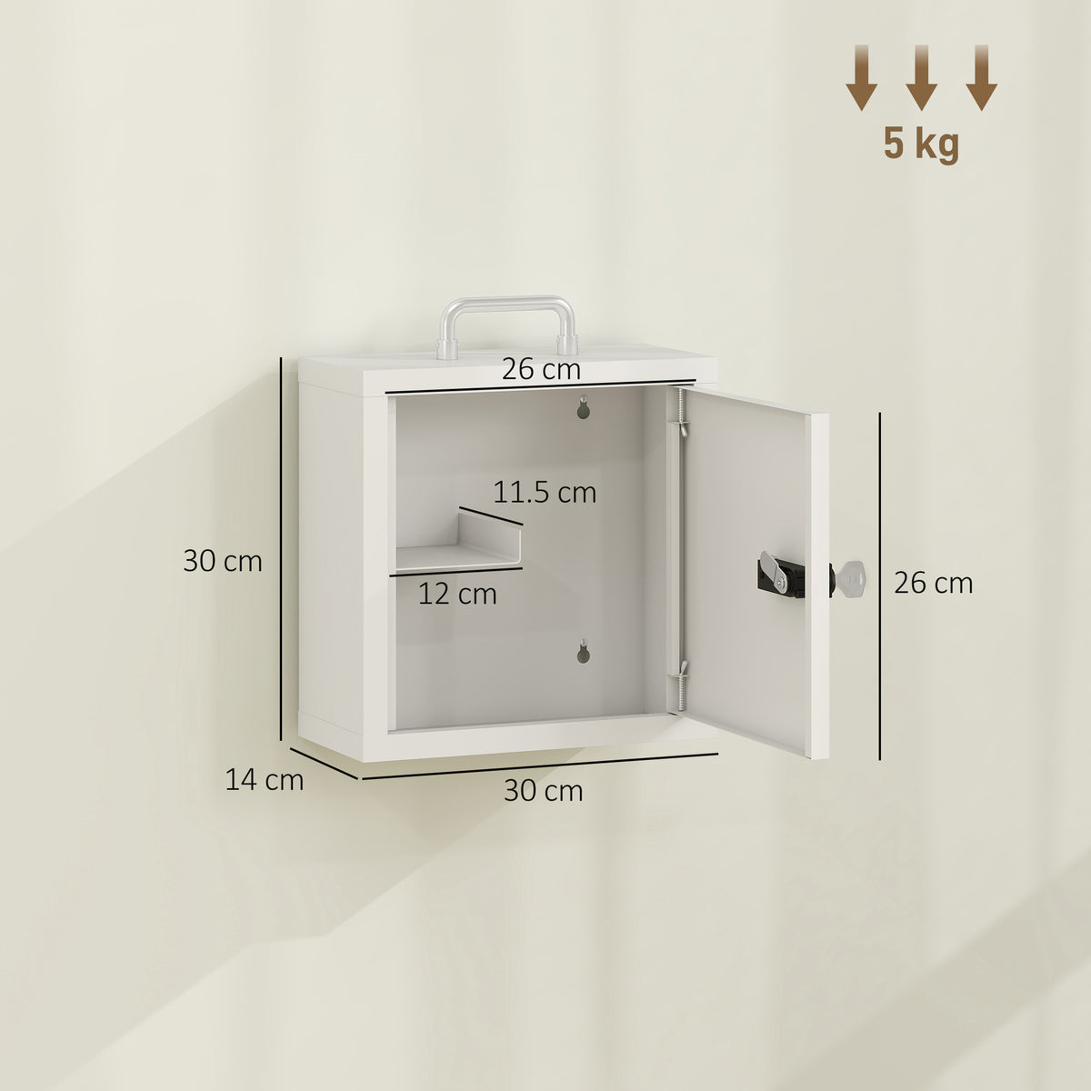 Medicine Cabinet | White Wall-Mounted 2-Tier Stainless Steel First Aid Storage with Dual Locks