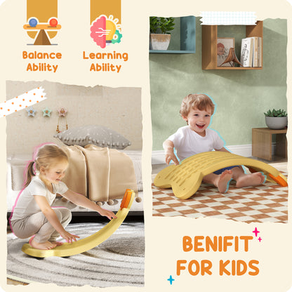 AIYAPLAY Balance Board for Kids Balance Training & Sensory Play, Yellow / Light Blue / Pink