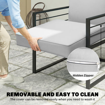 Deep Seat Chair Cushion Set | 15cm Thick Seat & Back Cushion | Removable Washable Covers | Fade & Stain Resistant | Indoor & Outdoor | Seat 61 x 61cm | Back 63 x 55cm | Light Grey