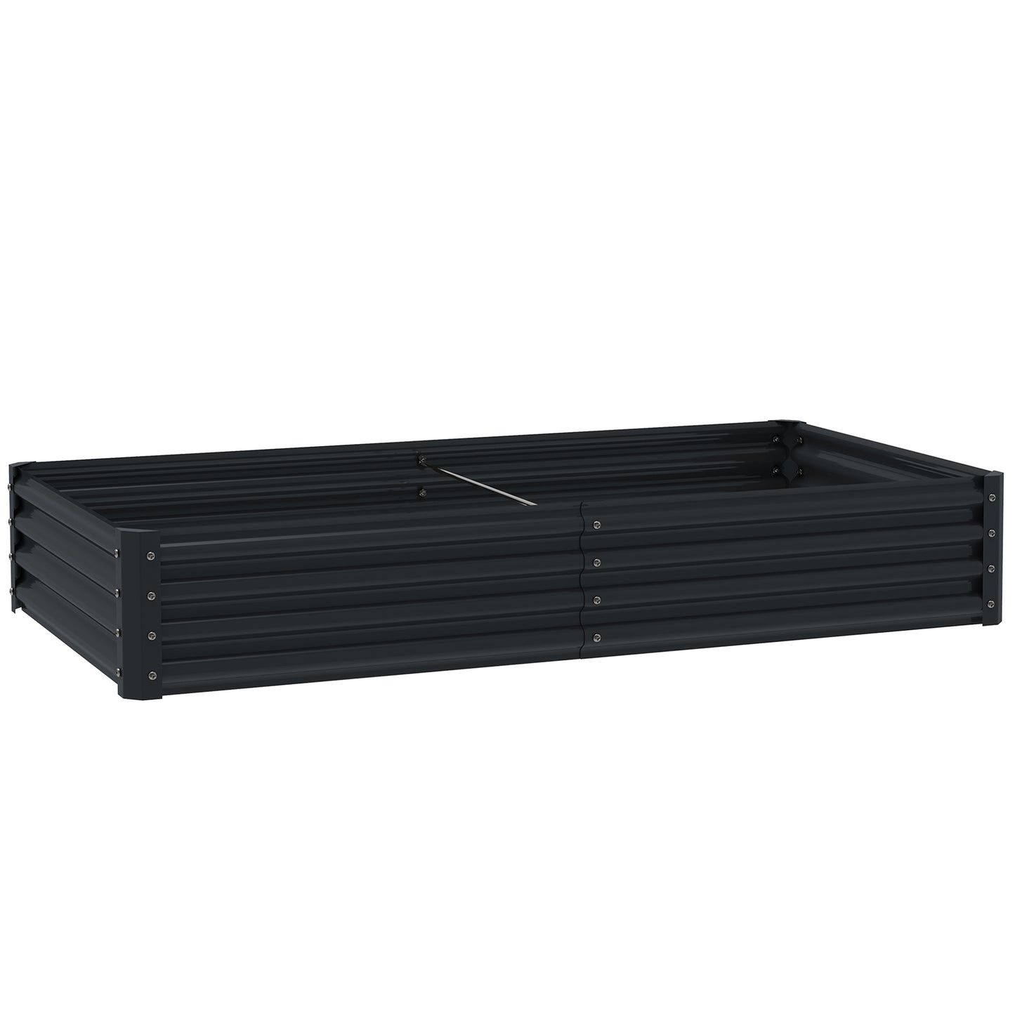 Large Galvanised Steel Raised Garden Bed | 459L | Open Bottom | Inner Support Bars | Powder-Coated Rust-Resistant | Easy Assembly | 180x90x30cm | Flowers Veg & Plants | Dark Grey