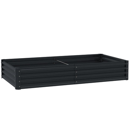 Large Galvanised Steel Raised Garden Bed | 459L | Open Bottom | Inner Support Bars | Powder-Coated Rust-Resistant | Easy Assembly | 180x90x30cm | Flowers Veg & Plants | Dark Grey