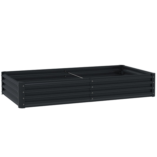 Large Galvanised Steel Raised Garden Bed | 459L | Open Bottom | Inner Support Bars | Powder-Coated Rust-Resistant | Easy Assembly | 180x90x30cm | Flowers Veg & Plants | Dark Grey