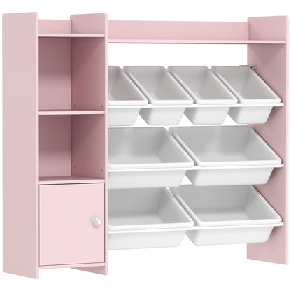AIYAPLAY Toy Storage Unit with 8 Removable Bins, Storage Shelves, Cabinet, Pink