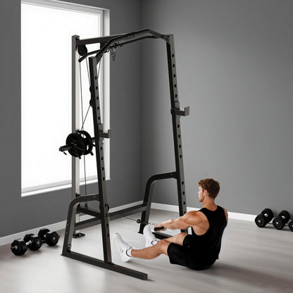 SPORTNOW Power Cage Rack with 15-Level Squat Rack, Cable Crossover Machine Pulley System, Pull up Stand and Push up Stand