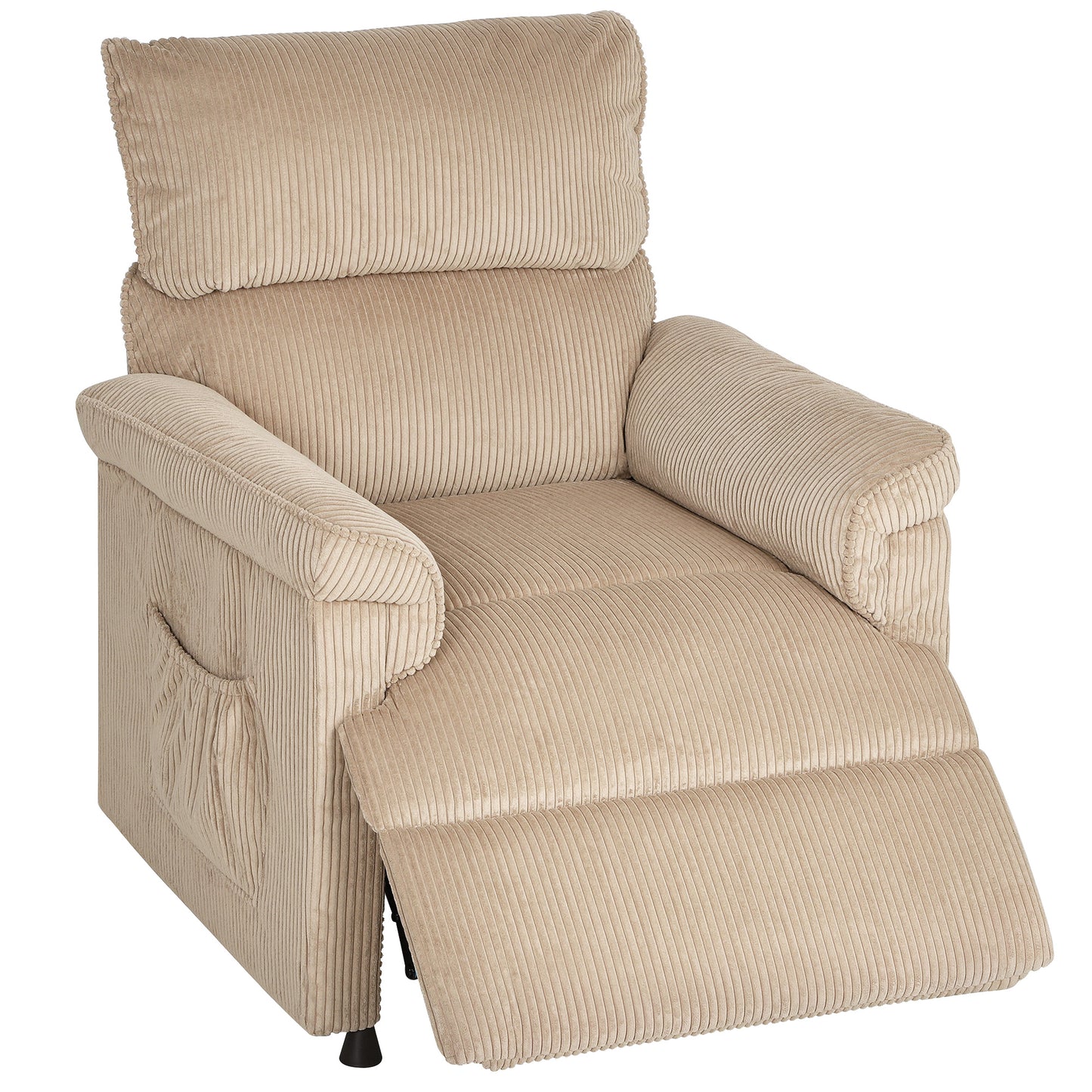 Corduroy Electric Massage Recliner - Brown / Grey
