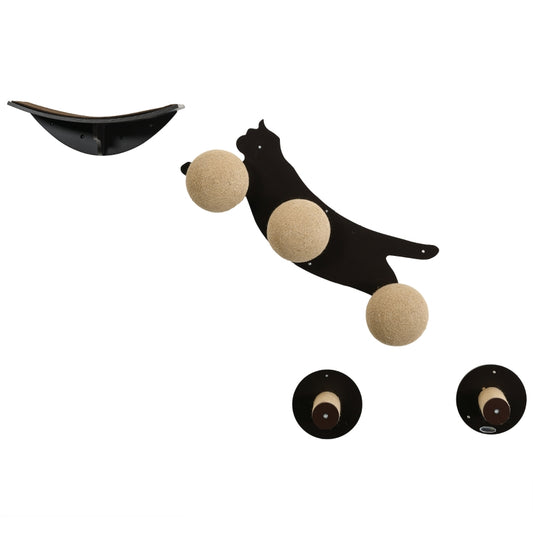 PawHut Cat Training Wall Furniture, With Curved Platforms, Scratching Posts