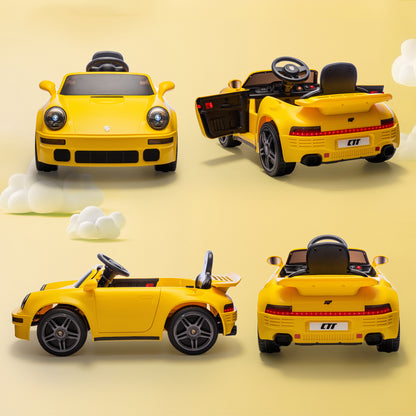 AIYAPLAY Licensed RUF CTR 2017 Electric Car for Kids, with Remote Control, Soft Start, MP3 Player, LED Lights, Yellow / Pink