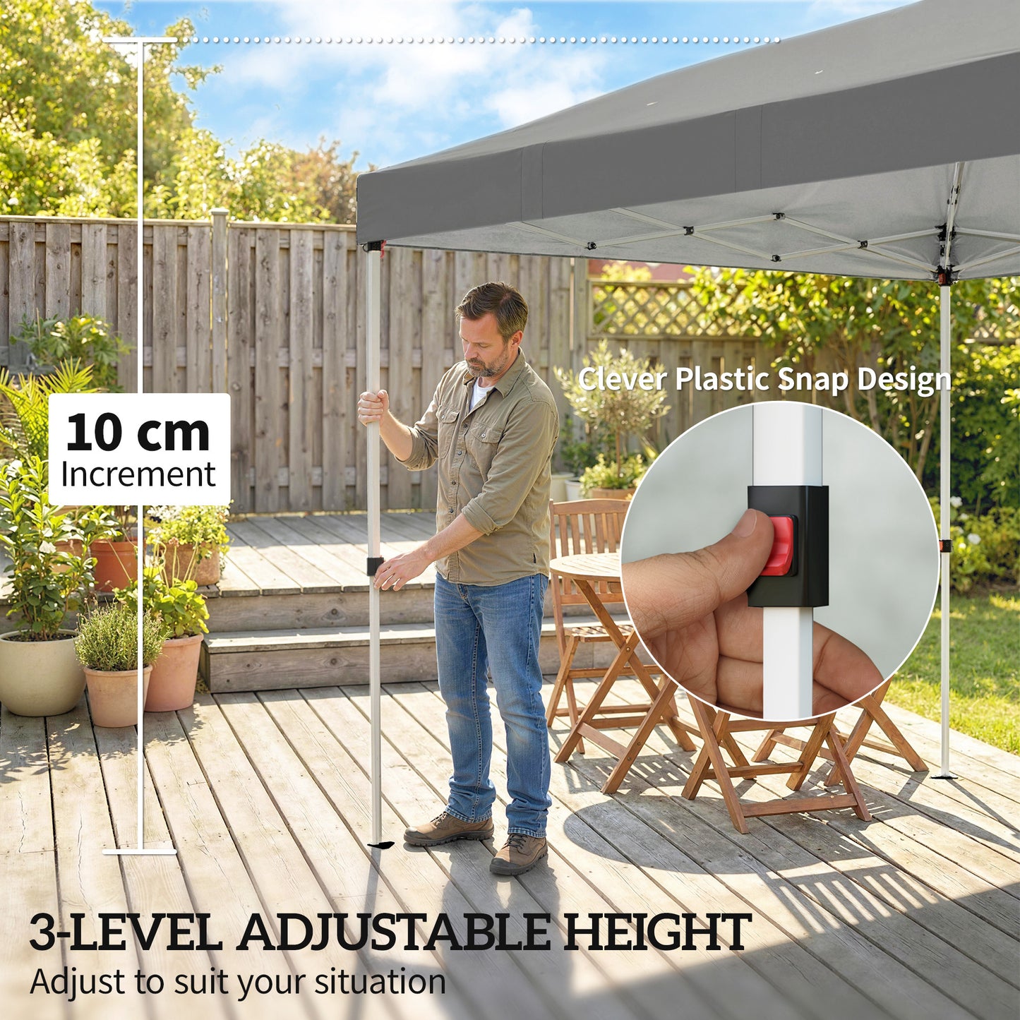 3x6m Pop Up Gazebo | 17.5m² UPF50+ Shaded Area | 210D Silver-Coated Oxford Fabric | 6 Detachable Sidewalls | 12 Drainage Holes | 3 Height Settings | Windproof Level 4-6 | Full Stability Kit | Wheeled Bag | Dark Grey