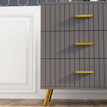 Bedroom Chest of Drawers, Modern 3-Drawer Dresser, Storage Drawer Unit with Aluminium Legs, Dark Grey