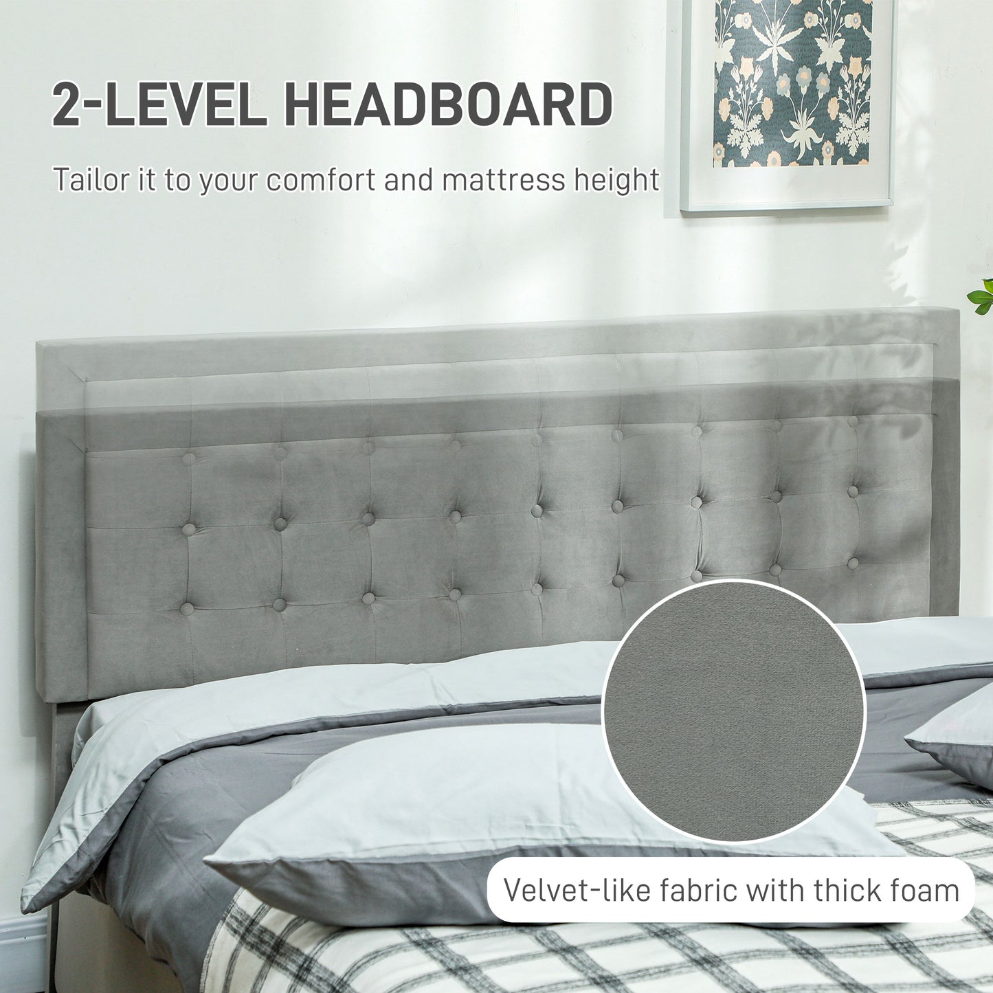 King Size Ottoman Bed Frame, with Front Drawer - Grey