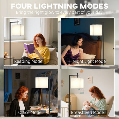 Floor Lamp for Living Room, 66" Modern Tall Standing Lamp with Adjustable Colour Temperatures & 10 Brightness Levels, Remote Control and Foot Switch 9W LED Bulb Included
