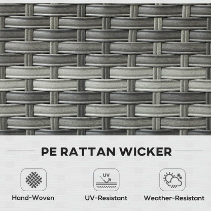 Outsunny 5-Piece Rattan Patio Furniture Set with Gas Fire Pit Table, Loveseat Sofa, Armchairs, Cushions, Pillows, Grey