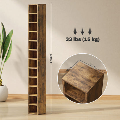 204 CD Tall Narrow Media Storage Tower - Rustic Brown / Black