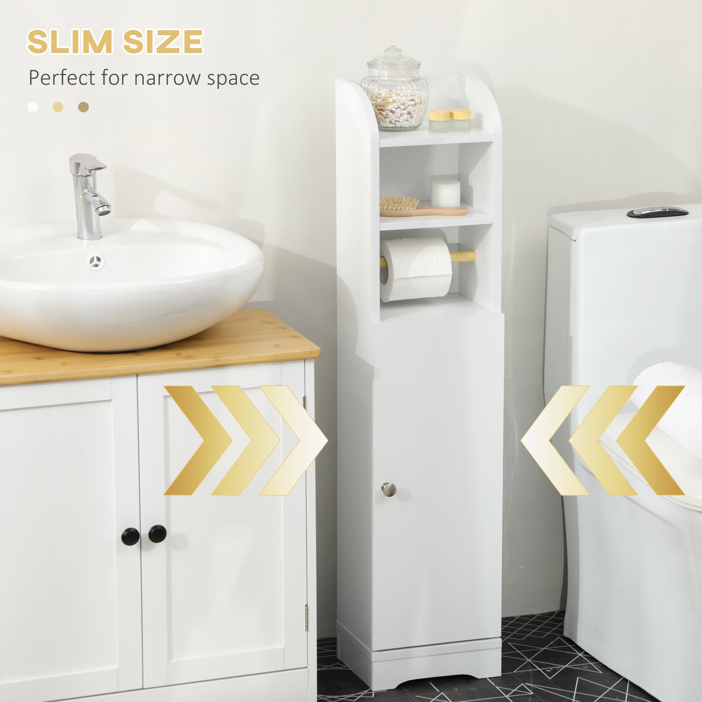 Kleankin Multi-Storage Narrow Bathroom Cabinet - White