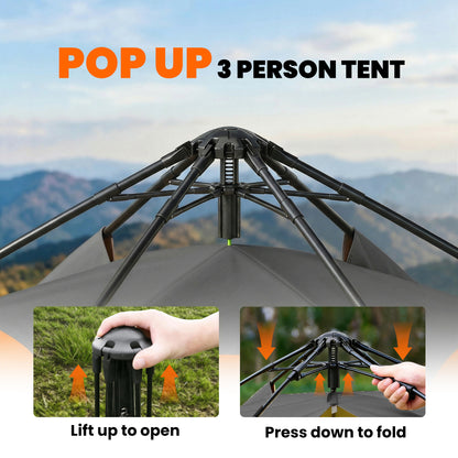 Outsunny Double Layer Instant Pop Up Tent with Rainfly, Portable Camping Shelter with Sewn-in Groundsheet and Carry Bag