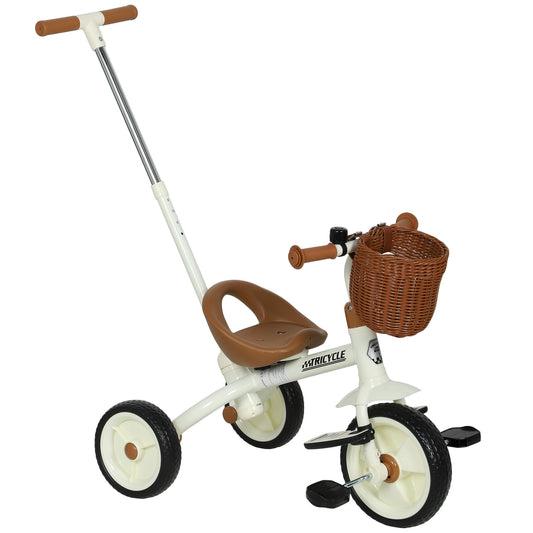 AIYAPLAY 2-In-1 Toddler Trike for 2-5 Years Old, 3 Wheel Bike with Adjustable Parent Handle, Basket for Boys and Girls