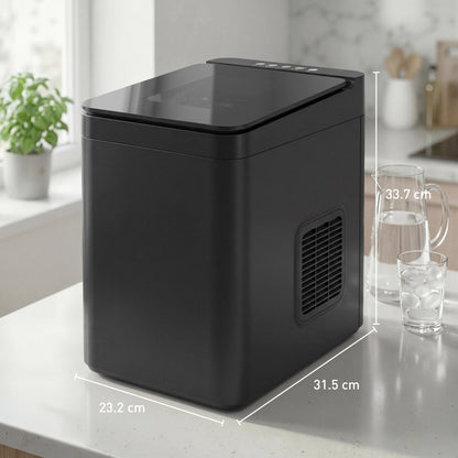 Countertop Ice Maker Machine – 9 Cubes in 7 Mins, 12kg/24hr, 1.5L Tank, Touchscreen, Self-Cleaning, 2 Bullet Sizes, Quiet 46dB – Black