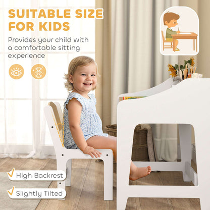 AIYAPLAY Kids Desk and Chair Set, Children Study Table with Storage and Shelves for Study Room, Gift for 3-8 Years, Natural