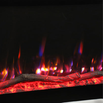 127cm Slim Electric Fireplace | Wall Mounted, Recessed or Freestanding | 900/1800W, 12 Flame Colours, Remote, ECO & 7-Day Timer | Black