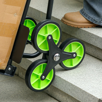 DURHAND Steel Climbing Stairs Trolley Hand Trucks 6-Wheels Foldable Load Cart 120kg, Green / Orange